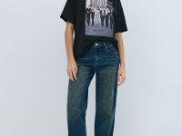 Прямые джинсы со средней посадкой, Синий