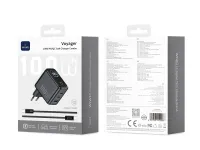 Сетевое зарядное устройство WIWU Voyager GaN 100W Type-Cx2/USB+кабель Type-C/Type-C/TFT-дисплей 1.5m (CHG300) (серый космос)