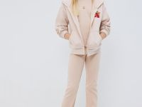 Лонгслив в рубчик для девочек, Бежевый