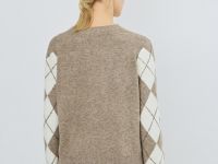 Джемпер с ромбами из пряжи с шерстью, Бежевый
