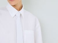 Хлопковая рубашка с галстуком, Белый