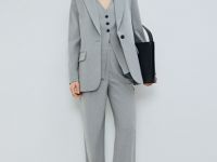 Однобортный жакет из поливискозы, Серый