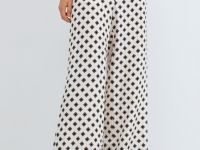 Прямые брюки с принтом, Белый