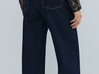 Широкие джинсы Wide leg с высокой посадкой, Синий