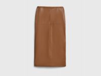 Прямая юбка миди из искусственной кожи, Оранжевый