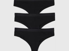 Трусы-бразилиана с мягкой резинкой, 3 шт., Черный