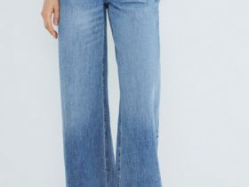 Широкие джинсы с высокой посадкой из лиоцелла, Голубой