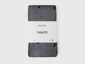 Колготки с узором в виде сердечек, 40 DEN, Черный