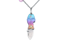 Складной нож-подвеска Sanrenmu 6171-TL, сталь Дамаск, рукоять титан