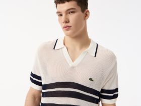 Мужское вязаное поло Lacoste в полоску