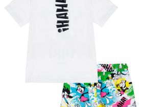 Комплект трикотажный для девочек: фуфайка (футболка), шорты