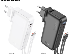 Внешний аккумулятор Hoco J126 2 в 1 10000mAh 22.5W Adapter (US/EU)/USB/Type-C/кабель Lightning + Type-C (черный)