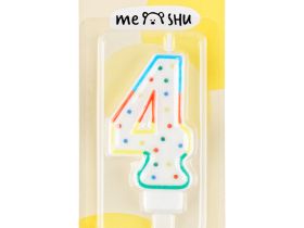 Свеча для торта с держателем MESHU "Цифра 4", 8,5 см, блистер