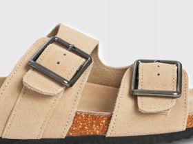 Cандалии из натуральной замши, Бежевый