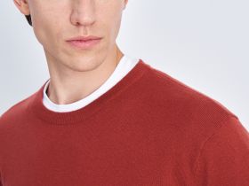 Джемпер из хлопка и шерсти с округлым вырезом