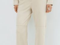 Прямые брюки из искусственной замши, Бежевый