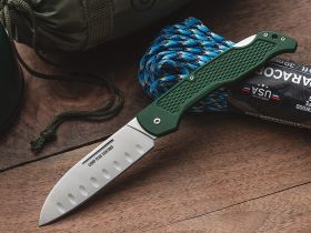 Складной нож Ontario Camp Plus Santoku, сталь AUS-8, рукоять GFN зеленый