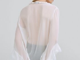 Блузка из шифона с рюшами, Белый