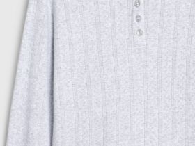 Пижамный лонгслив из ажурного трикотажа, Серый