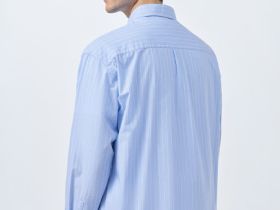 Рубашка в полоску с карманами, Голубой