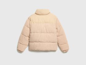 Вельветовая утеплённая куртка для девочек, Бежевый