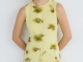 Платье из шифона с принтом, Желтый