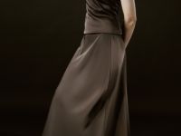 Сатиновая юбка А-силуэта, Коричневый