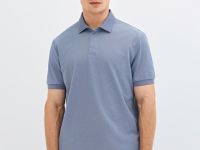 Поло из шелковистого пике, Синий