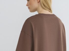 Футболка оверсайз с принтом, Коричневый