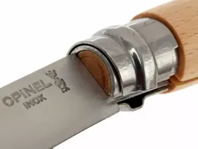 Складной Нож Opinel №8, сталь 12C27, рукоять бук, с кожаным темляком