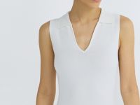 Вязаное платье с воротником-поло, Бежевый