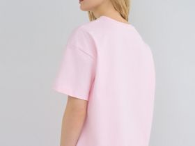Футболка оверсайз из плотного хлопка, Розовый