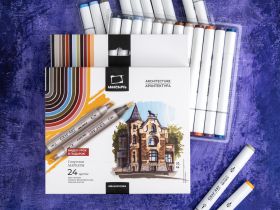 Набор спиртовых маркеров Малевичъ GrafArt Brush, Архитектура 24 цвета