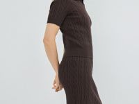 Прямая трикотажная юбка, Коричневый