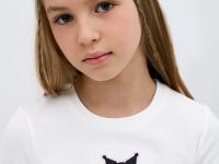 Лонгслив с аппликацией для девочек, Белый