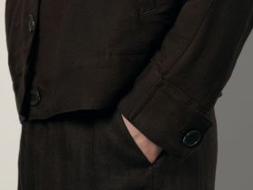 Жакет с добавлением льна и отложным воротником