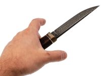 Авторский нож Лёд, сталь мозаичный дамаск, подарочная шкатулка