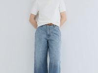 Широкие джинсы из плотного денима с ремнём, Синий