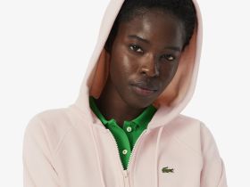 Женская флисовая толстовка Lacoste с капюшоном на молнии