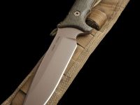 Нож с фиксированным клинком Spartan Blades Harsey Difensa, сталь CPM-S35VN Flat Dark Earth, рукоять черная микарта, чехол песочный