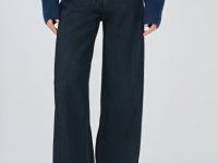 Утеплённые широкие джинсы, Синий