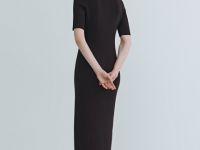 Платье в рубчик с воротником поло, Коричневый