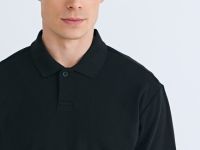 Поло из текстурной хлопковой ткани, Черный
