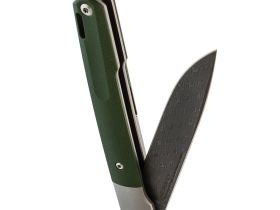 Складной нож Fat Dragon Attendants, сталь дамаск, рукоять G-10/сталь, зеленый