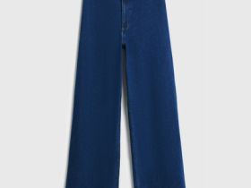 Укороченные широкие джинсы, Синий