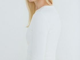 Лонгслив в рубчик, Белый