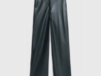 Прямые брюки из искусственной кожи, Черный