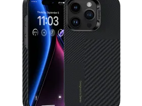 Чехол-накладка Benks Magnetic Montage Kevlar Case для iPhone 15 Pro карбоновый кевлар (арамид) (черно-серый)