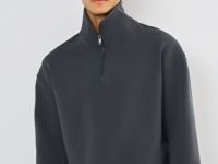 Джемпер с воротником-стойкой на молнии, Серый