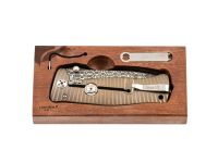 Нож складной LionSteel SR1DI G, сталь дамаск, рукоять титан